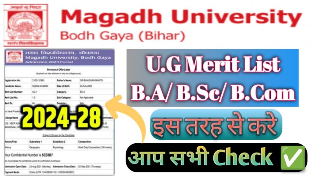 Magadh University U.G 1st Merit List